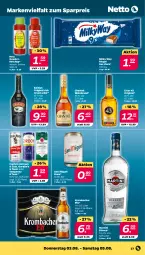 Gazetka promocyjna Netto - Woche 31 - Gazetka - ważna od 05.08 do 05.08.2023 - strona 27 - produkty: baileys, Cap, captain morgan, chantré, cola, eis, gewürz, gewürzketchup, gin, gordon, Gordon’s, Hela, irish cream, ketchup, krombache, krombacher, krombacher pils, licor, licor 43, likör, martini, milky way, pils, reis, riegel, Tanqueray, Ti, tonic, wein, weinbrand