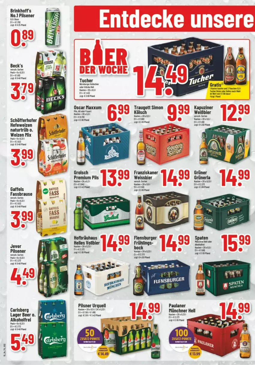 Aktueller Prospekt Trinkgut - Prospekte - von 08.04 bis 13.04.2024 - strona 3 - produkty: alkohol, Berger, bier, brause, burger, carlsberg, eis, elle, erde, fassbrause, flensburger, franziskaner, Hefe, hefeweizen, natur, Paula, paulaner, pils, pilsener, pilsner, pilsner urquell, premium pils, schöfferhofer, sim, Spaten, tuc, Tucher, weissbier, weizen mix