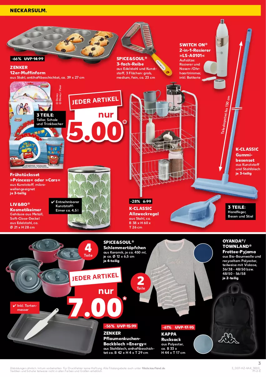 Aktueller Prospekt Kaufland - von 17.02 bis 23.02.2022 - strona 3 - produkty: angebot, angebote, batterie, Bau, baumwolle, Becher, bio, bio-baumwolle, Cars, decke, Deckel, disney, Eckregal, edelstahl, eimer, eis, elle, Gummibesen, kappa, kosmetik, kosmetikeimer, kuchen, messer, mikrowelle, Muffin, Muffinform, pflaume, pflaumen, Pyjama, rasierer, regal, rucksack, sac, Schal, Schale, schlemmertöpfchen, schuhe, tee, teller, Ti, Töpfchen, torte, trinkbecher, weck, wolle