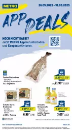Gazetka promocyjna Metro - App Deals - Gazetka - ważna od 31.05 do 31.05.2025 - strona 1 - produkty: abholpreise, angebot, angebote, bratwurst, coupon, eis, flasche, fleisch, frucht, fruchtfleisch, ilag, Innocent, Metro, metro gastro, orange, orangen, orangensaft, Rauch, reis, rwe, saft, Ti, Wild, wurst