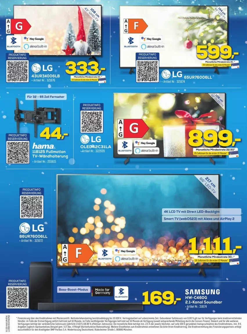 Aktueller Prospekt Euronics - Prospekte - von 18.12 bis 22.12.2023 - strona 10 - produkty: alexa, consors finanz, eimer, eis, LCD TV, LG, mastercard, smart tv, soundbar, Ti