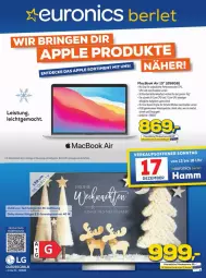 Gazetka promocyjna Euronics - Prospekte - Gazetka - ważna od 22.12 do 22.12.2023 - strona 1 - produkty: Apple, batterie, eis, elle, gin, leds, mac, macbook, macbook air, Ti