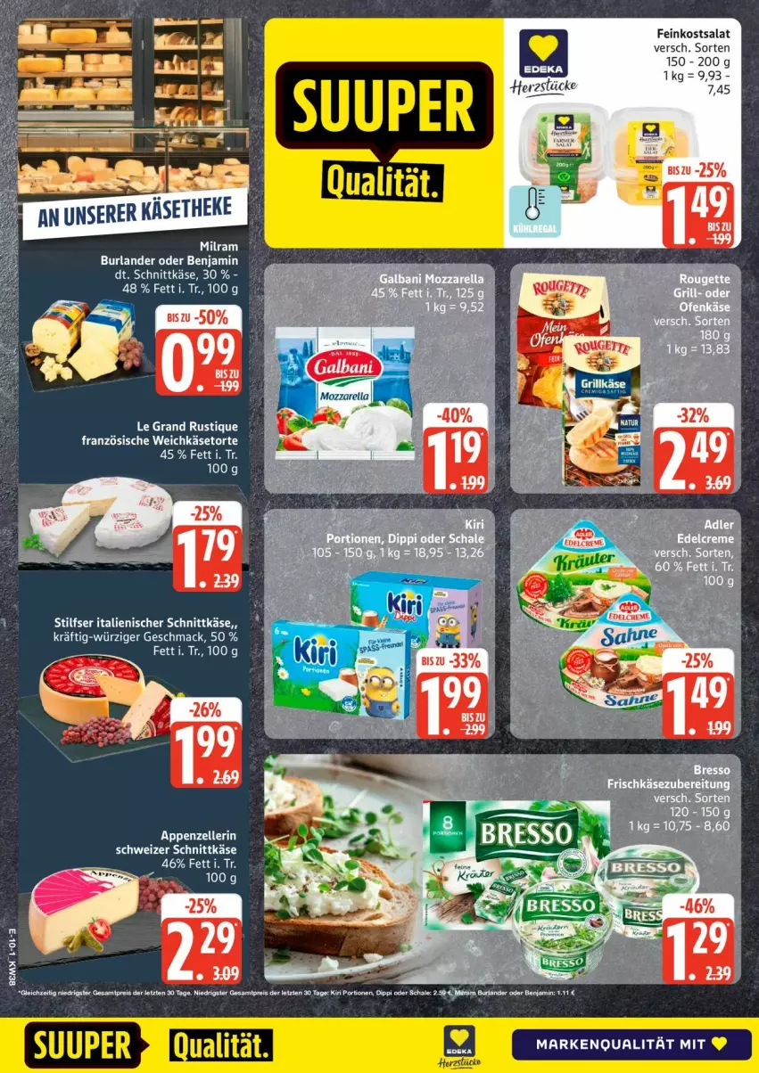Aktueller Prospekt Edeka - Prospekte - von 14.09 bis 19.09.2026 - strona 13 - produkty: burlander, dip, eis, feinkost, frischkäse, frischkäsezubereitung, Käse, kiri, mac, milram, reis, salat, Schal, Schale, schnittkäse, schweizer schnittkäse, tee, Ti, torte, weichkäse, ZTE
