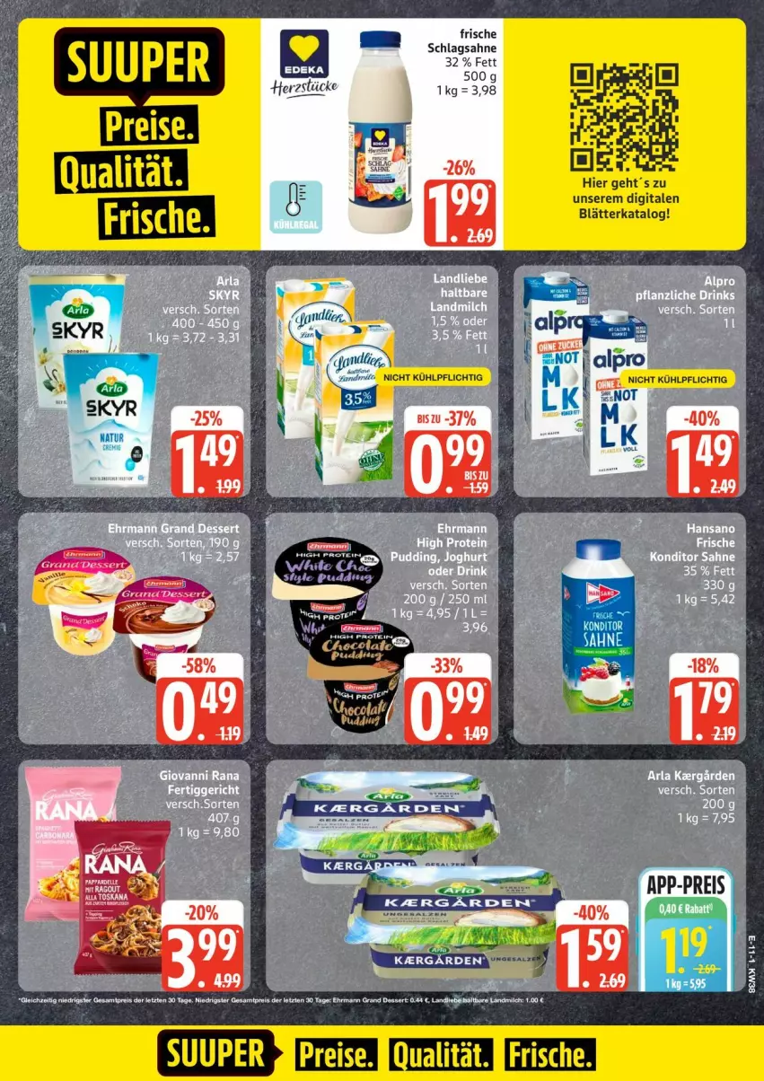 Aktueller Prospekt Edeka - Prospekte - von 14.09 bis 19.09.2026 - strona 14 - produkty: aeg, arla, drink, drinks, eis, fertiggericht, landliebe, Rana, reis, sahne, schlagsahne, Ti