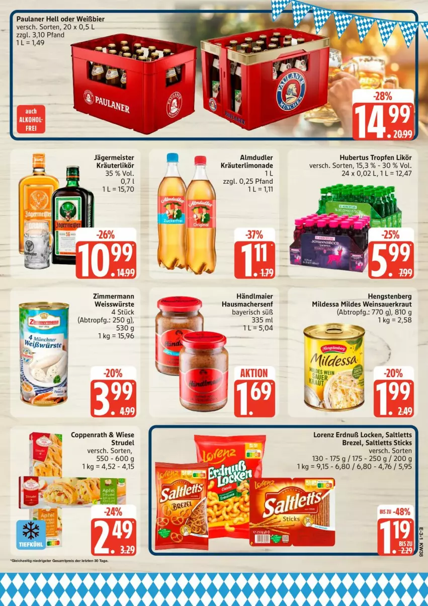 Aktueller Prospekt Edeka - Prospekte - von 14.09 bis 19.09.2026 - strona 3 - produkty: almdudler, auer, bier, brezel, coppenrath, eis, Germ, händlmaier, Hausmacher, hengstenberg, jägermeister, Kraut, kräuter, kräuterlikör, likör, limo, limonade, lorenz, mac, Meister, Paula, paulaner, reis, saltletts, Sauerkraut, senf, Strudel, Ti, wein, Weinsauerkraut, ZTE