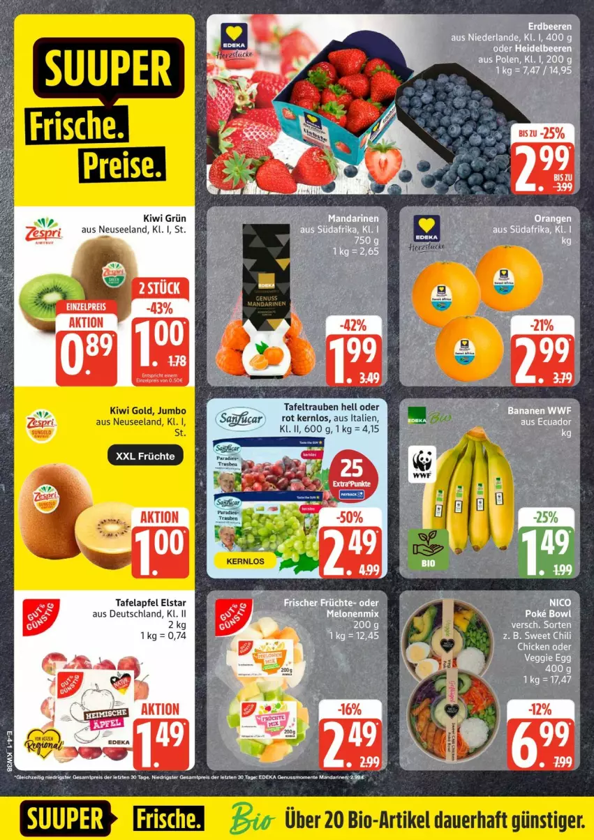 Aktueller Prospekt Edeka - Prospekte - von 14.09 bis 19.09.2026 - strona 6 - produkty: apfel, banane, bananen, Elan, früchte, jumbo, kiwi, Kiwi Gold, melone, melonen, tafeltrauben, Ti, trauben, veggie, zespri