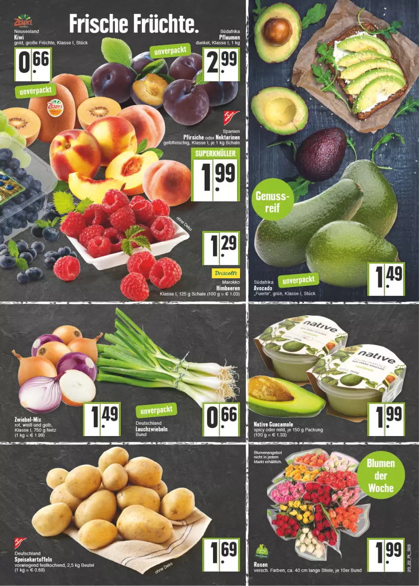 Aktueller Prospekt E Center - Angebote der Woche - von 16.05 bis 21.05.2022 - strona 3 - produkty: avocado, beutel, eis, fleisch, früchte, guacamole, kartoffel, kartoffeln, kiwi, Lauchzwiebel, lauchzwiebeln, mac, Nektar, nektarinen, pfirsich, pfirsiche, pfirsiche oder, rosen, Schal, Schale, speisekartoffeln, tee, Ti, zwiebel, zwiebeln