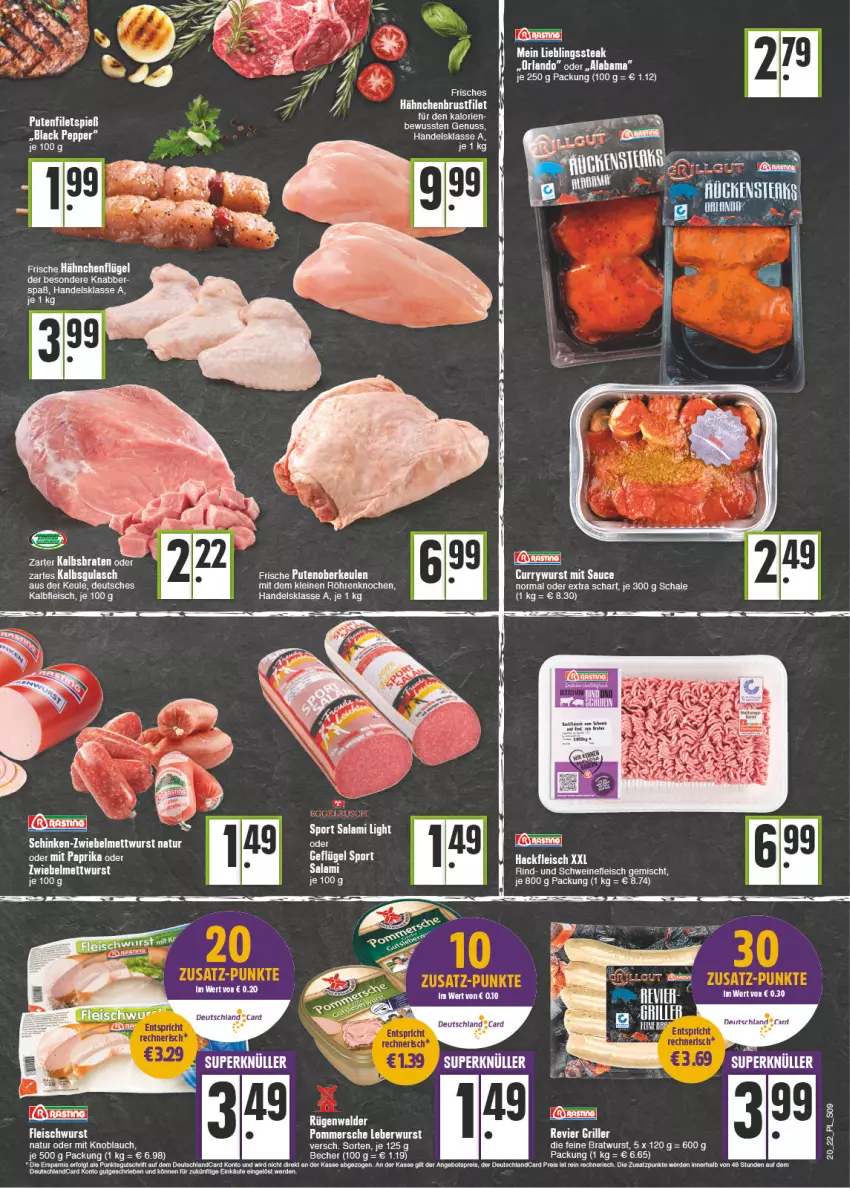 Aktueller Prospekt E Center - Angebote der Woche - von 16.05 bis 21.05.2022 - strona 9 - produkty: angebot, angebotspreis, Becher, braten, bratwurst, brustfilet, deutschlandcard, eis, elle, ente, erde, filet, fleisch, fleischwurst, Frische Hähnchen, Geflügel, grill, hackfleisch, hähnchenbrust, hähnchenbrustfilet, hähnchenflügel, knoblauch, leberwurst, leine, LG, Mett, mettwurst, mit knoblauch, natur, Pommersche, reis, rind, rügenwalder, Schal, Schale, schinken, schwein, schweine, schweinefleisch, Sport, steak, tee, Ti, wein, weine, wurst, zwiebel, zwiebelmettwurst