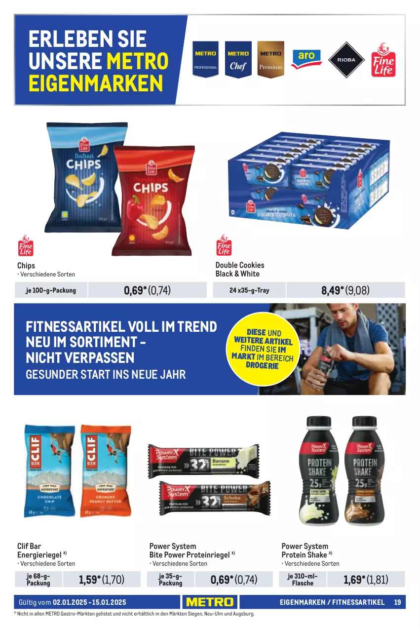 Aktueller Prospekt Metro - Händler Journal - von 01.01 bis 15.01.2025 - strona 19 - produkty: chips, cookie, cookies, flasche, lack, Metro, metro gastro, riegel, shake, Ti