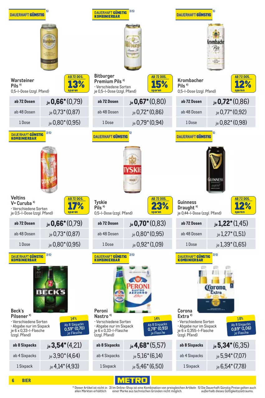 Aktueller Prospekt Metro - Händler Journal - von 01.01 bis 15.01.2025 - strona 6 - produkty: auer, bier, bitburger, burger, corona, corona extra, eis, flasche, Guinness, krombache, krombacher, krombacher pils, Peroni, pils, pilsener, premium pils, reis, steiner, Ti, tyskie, veltins, warsteiner