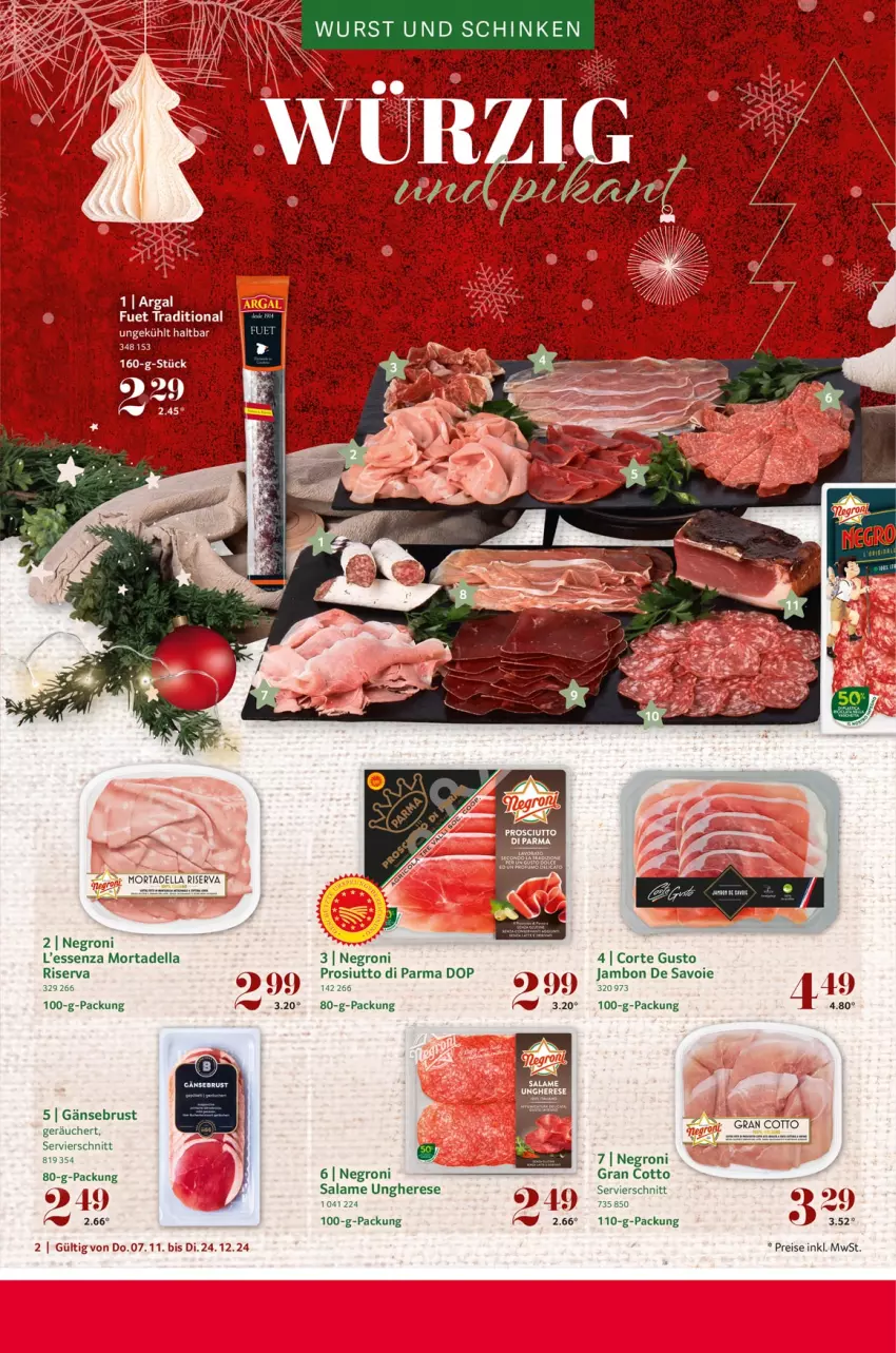 Aktueller Prospekt Selgros - Festlich genießen - von 07.11 bis 24.12.2024 - strona 2 - produkty: dell, eis, Gänsebrust, mortadella, prosciutto, reis, riserva, Ti