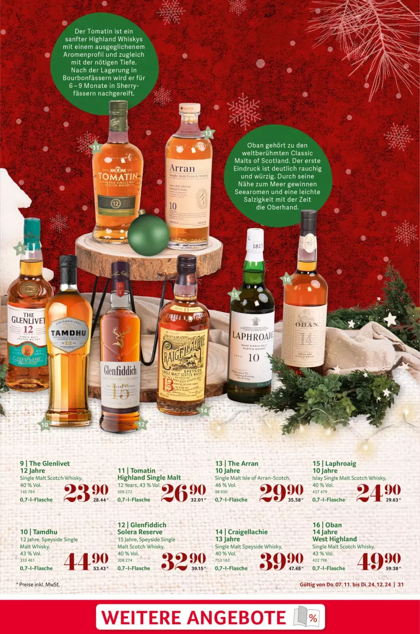 Aktueller Prospekt Selgros - Festlich genießen - von 07.11 bis 24.12.2024 - strona 31 - produkty: angebot, angebote, bourbon, flasche, islay single malt, laphroaig, Rauch, salz, scotch, scotch whisky, single malt, Ti, Tomatin, whisky