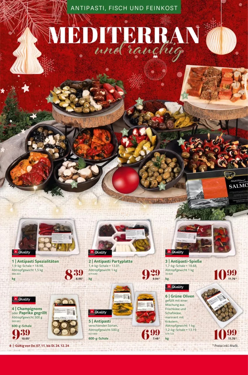 Aktueller Prospekt Selgros - Festlich genießen - von 07.11 bis 24.12.2024 - strona 8 - produkty: antipasti, asti, champignon, champignons, eis, frischkäse, grill, grüne oliven, Käse, kräuter, kräutern, latte, olive, oliven, paprika, reis, schafskäse, Schal, Schale, Spezi, Ti