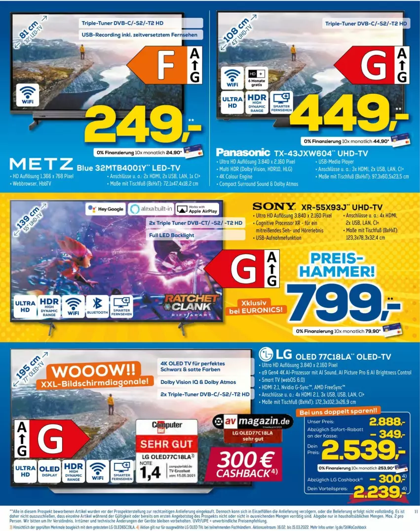 Aktueller Prospekt Euronics - Prospekte - von 02.03 bis 09.03.2022 - strona 11 - produkty: dvb, led tv, magazin, oled tv, tuner, usb, ZTE