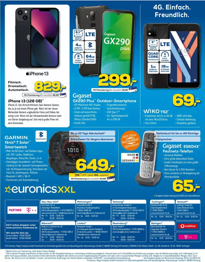 Aktueller Prospekt Euronics - Prospekte - von 02.03 bis 09.03.2022 - strona 16 - produkty: akku, auto, buch, burger, deo, eis, ente, fingerabdrucksensor, garmin, gigaset, iphone, IPhone 13, kamera, Laufen, Leuchte, mac, mediamarkt, reis, rwe, smartphone, smartwatch, tee, telefon, Ti, tisch, uhr, wiko