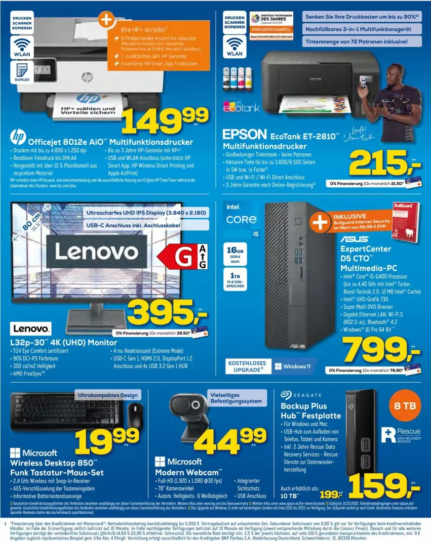 Aktueller Prospekt Euronics - Prospekte - von 02.03 bis 09.03.2022 - strona 4 - produkty: asti, Brei, drucker, eis, ente, epson, festplatte, Heu, HP, Intel, kamera, latte, Maus, Mode, multifunktionsdrucker, office, OfficeJet, rel, Ria, rinti, rwe, tablet, Tastatur, tee, telefon, Ti, tuc, uhd, usb