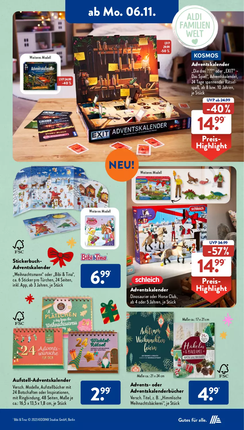 Aktueller Prospekt AldiSud - IN ZWEI WOCHEN - von 06.11 bis 11.11.2023 - strona 6 - produkty: Adventskalender, buch, dell, eis, elle, Mode, reis, ring, Stickerbuch, Ti