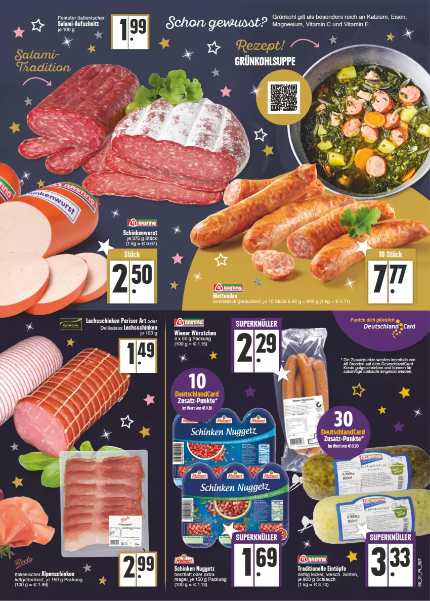 Aktueller Prospekt E Center - Angebote der Woche - von 13.12 bis 18.12.2021 - strona 7 - produkty: eintöpfe, eis, elle, erde, lachs, lachsschinken, magnesium, Mett, metten, Mettenden, schinken, schinkenwurst, schlauch, Ti, tisch, vita, Vitamin C, wiener, wiener würstchen, wurst, würstchen