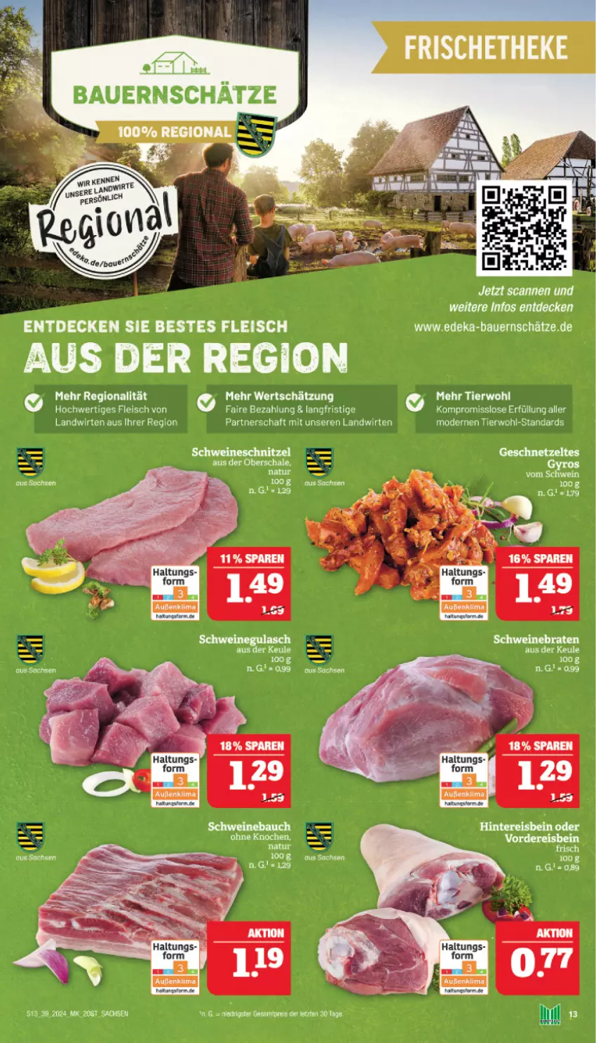 Aktueller Prospekt Marktkauf - Prospekt - von 22.09 bis 28.09.2024 - strona 13 - produkty: auer, Bau, Bauer, braten, decke, deka, eis, fleisch, gelee, geschnetzeltes, gulasch, gyros, Mode, natur, reis, sac, Schal, Schale, schwein, schweine, Schweinebauch, schweinebraten, schweinegulasch, Ti, wein, weine, Zelt, ZTE