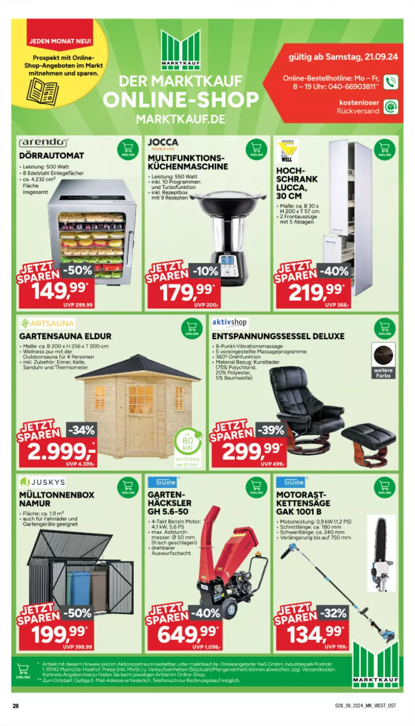 Aktueller Prospekt Marktkauf - Prospekt - von 22.09 bis 28.09.2024 - strona 28 - produkty: angebot, angebote, auto, Bau, baumwolle, edelstahl, eimer, eis, elle, Garten, Kette, kuchen, messer, rezept, rezepte, Ria, säge, Schrank, sessel, thermometer, Ti, uhr, wolle