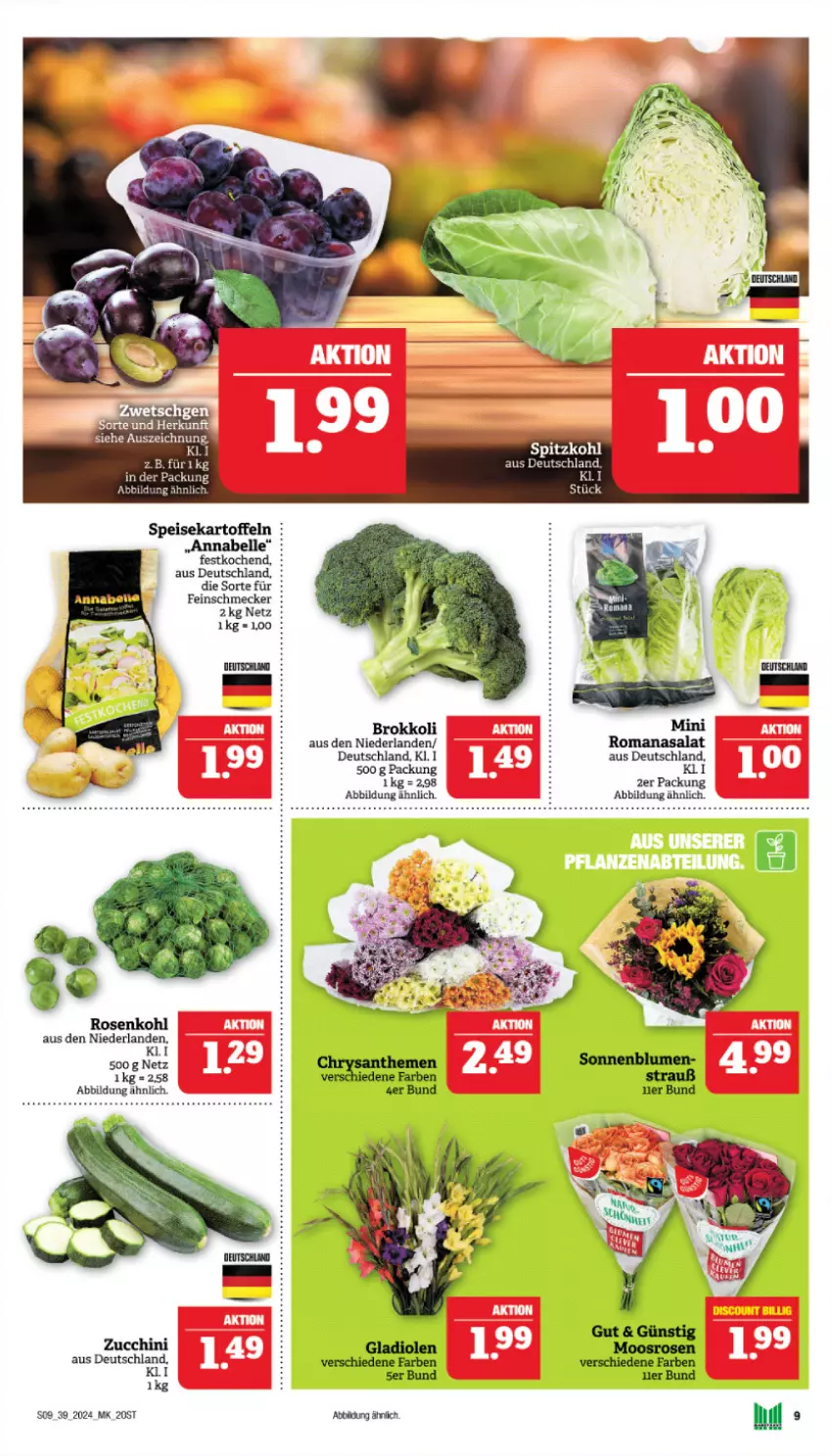 Aktueller Prospekt Marktkauf - Prospekt - von 22.09 bis 28.09.2024 - strona 9 - produkty: brokkoli, feinschmecker, rosen, Rosenkohl, zucchini