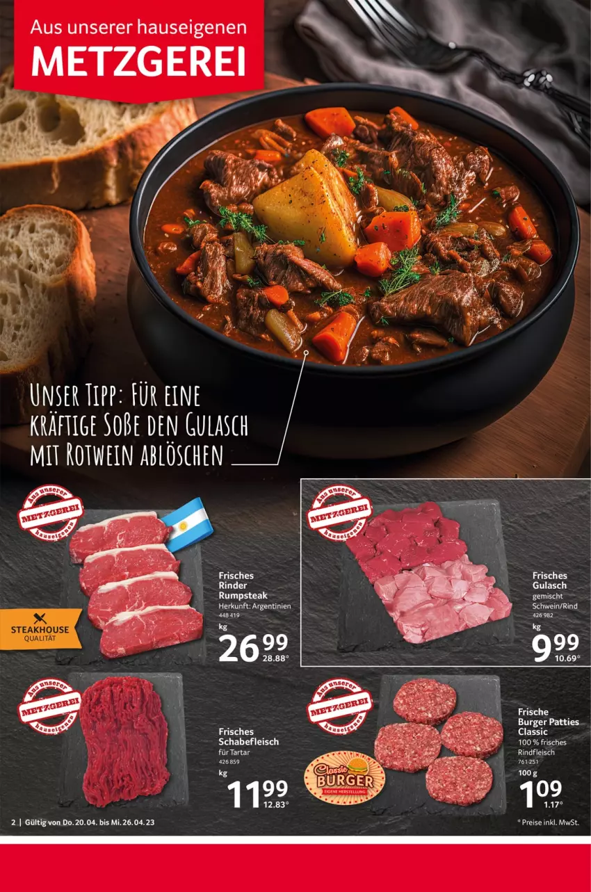 Aktueller Prospekt Selgros - Food - von 20.04 bis 26.04.2023 - strona 2 - produkty: arla, eis, fleisch, gulasch, reis, rind, rinder, rindfleisch, schwein, steak, Ti, wein