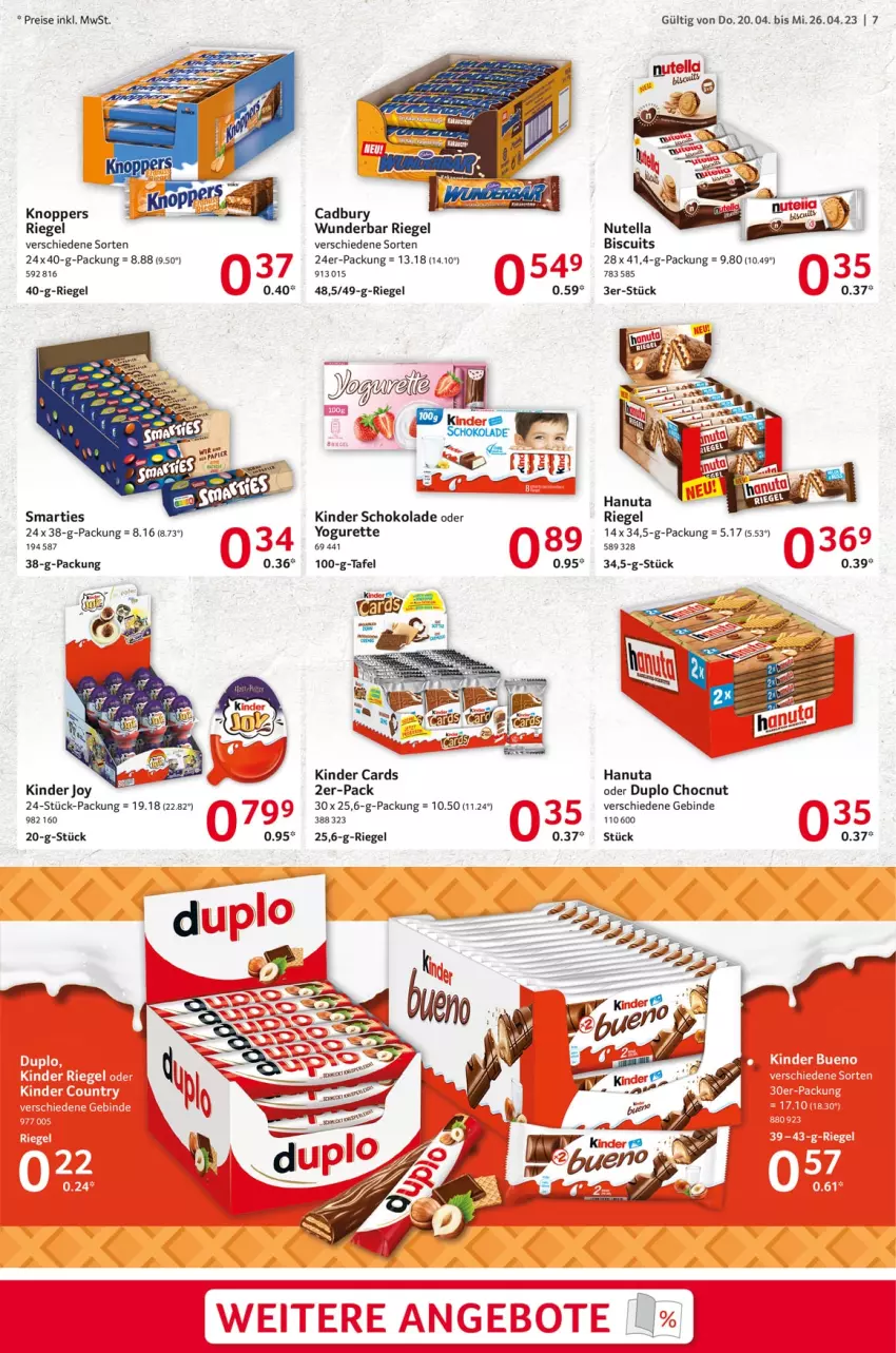 Aktueller Prospekt Selgros - Food - von 20.04 bis 26.04.2023 - strona 29 - produkty: duplo, eis, hanuta, Kinder, kinder schokolade, knoppers, oder yogurette, reis, riegel, schoko, schokolade, smarties, Ti, Yo, yogurette