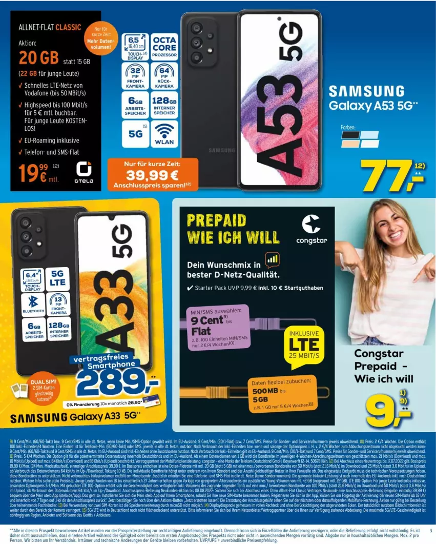 Aktueller Prospekt Euronics - Prospekte - von 13.07 bis 20.07.2022 - strona 5 - produkty: angebot, Brei, buch, congstar, eier, eis, LG, monati, Rauch, reis, Samsung, samsung galaxy, Samsung Galaxy A, tee, telefon, Ti, tuc, vodafone