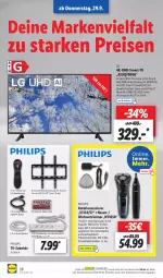 Gazetka promocyjna Lidl - Aktionsprospekt - Gazetka - ważna od 01.10 do 01.10.2022 - strona 28 - produkty: akku, alexa, aqua, eis, fernbedienung, fernseher, HDMI, Kinder, LG, ndk, Philips, rasierer, reis, Schal, Schale, schnellladefunktion, smart tv, spee, steckdose, Ti, uhd, wandhalterung