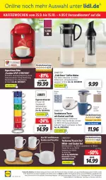 Gazetka promocyjna Lidl - Aktionsprospekt - Gazetka - ważna od 01.10 do 01.10.2022 - strona 54 - produkty: angebot, angebote, auto, bambus, decke, Deckel, edelstahl, eis, elle, ernesto, espresso, flasche, getränk, getränke, jumbo, Jumbotasse, kaffee, Kapselmaschine, kühlschrank, LG, milch, ndk, reis, rel, Schal, Schale, Schrank, sim, spülmaschinen, tasse, tassimo, tee, teekanne, telefon, Ti, tisch, uhr, wasser, wassertank, zucker