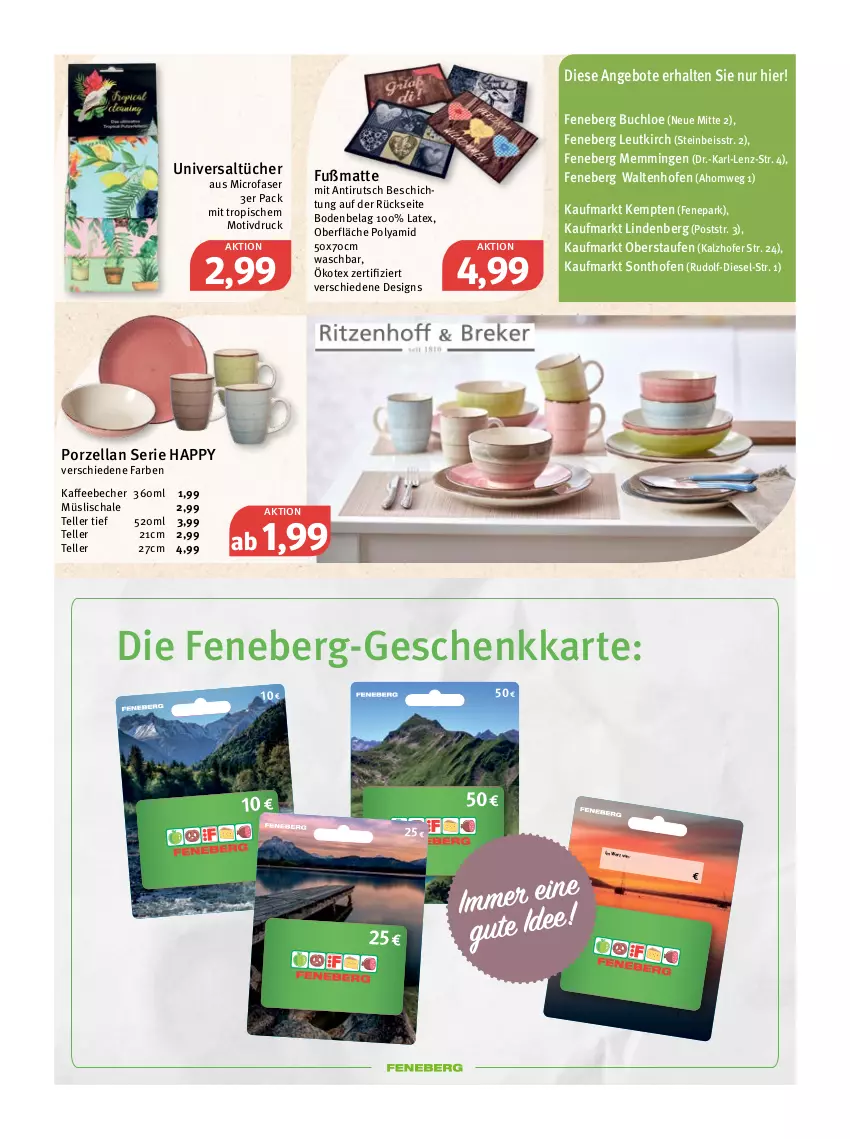 Aktueller Prospekt Feneberg - Prospekte - von 14.04 bis 16.04.2022 - strona 13 - produkty: angebot, angebote, Becher, buch, chloe, Diesel, eis, elle, emmi, Fußmatte, kaffee, kaffeebecher, müsli, Müslischale, Ofen, Schal, Schale, teller, Ti, tücher