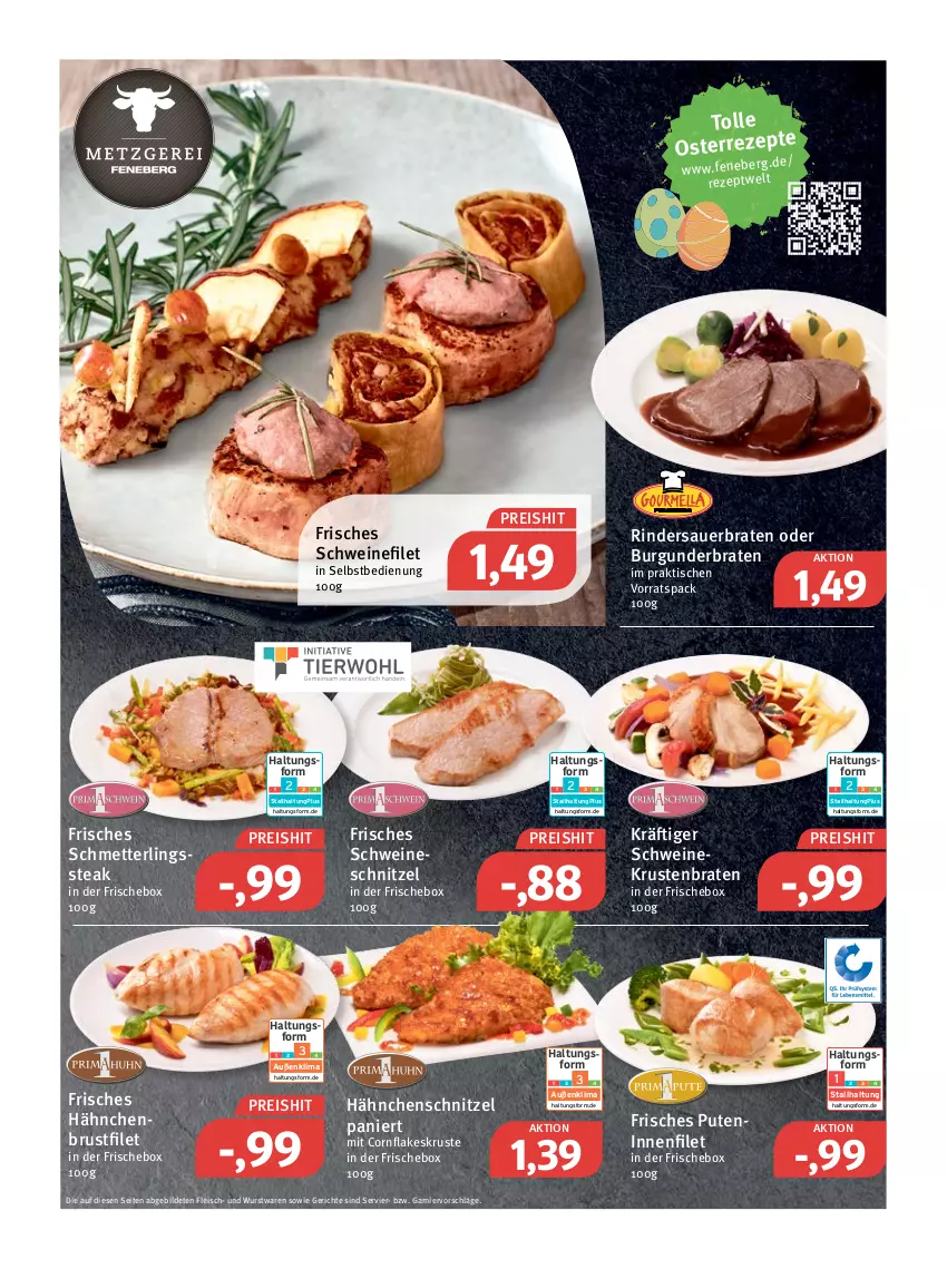 Aktueller Prospekt Feneberg - Prospekte - von 14.04 bis 16.04.2022 - strona 2 - produkty: auer, braten, brustfilet, burgunder, eis, filet, flakes, fleisch, garnier, hähnchenbrust, hähnchenbrustfilet, Hähnchenschnitzel, krustenbraten, Mett, pute, reis, rezept, rezepte, rind, rinder, Schmetterling, schnitzel, schwein, schweine, schweinefilet, schweineschnitzel, steak, Ti, tisch, wein, weine, wurst