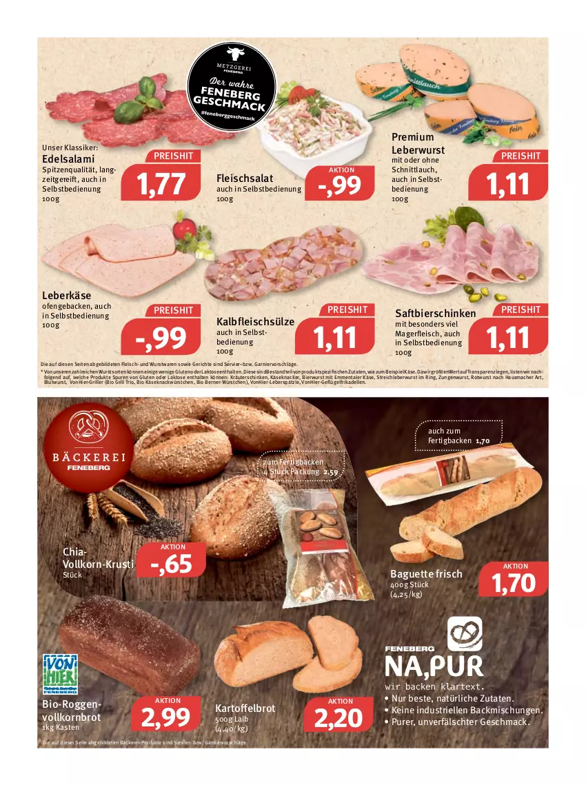 Aktueller Prospekt Feneberg - Prospekte - von 14.04 bis 16.04.2022 - strona 4 - produkty: backmischung, Backmischungen, baguette, bier, bierschinken, bio, brot, chia, dell, Edelsalami, eis, elle, emmentaler, fisch, fische, fleisch, fleischsalat, frikadellen, garnier, geback, Geflügel, grill, Hausmacher, Kalbfleisch, kartoffel, Kartoffelbrot, Käse, knacker, korn, Kornbrot, kräuter, leberkäs, leberkäse, leberwurst, LG, mac, Ofen, reis, ring, Rotwurst, saft, salami, salat, schinken, schnittlauch, Spezi, spitzenqualität, Ti, vollkornbrot, wurst, würstchen