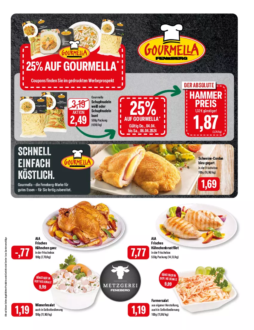 Aktueller Prospekt Feneberg - Prospekte - von 04.04 bis 06.04.2024 - strona 3 - produkty: brustfilet, cordon bleu, coupon, coupons, eis, filet, garnier, gutes essen, hähnchenbrust, hähnchenbrustfilet, nudel, nudeln, reis, salat, Schal, Schale, schwein, schweine, Ti, wein, weine, wiener