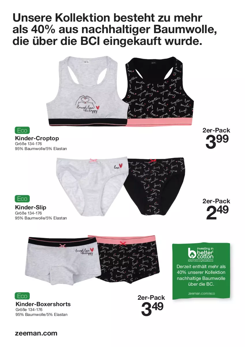 Aktueller Prospekt Zeeman - Prospekte - von 29.01 bis 04.02.2022 - strona 2 - produkty: Bau, baumwolle, Croptop, Kinder, Kinder-Boxershorts, shorts, slip, Ti, wolle