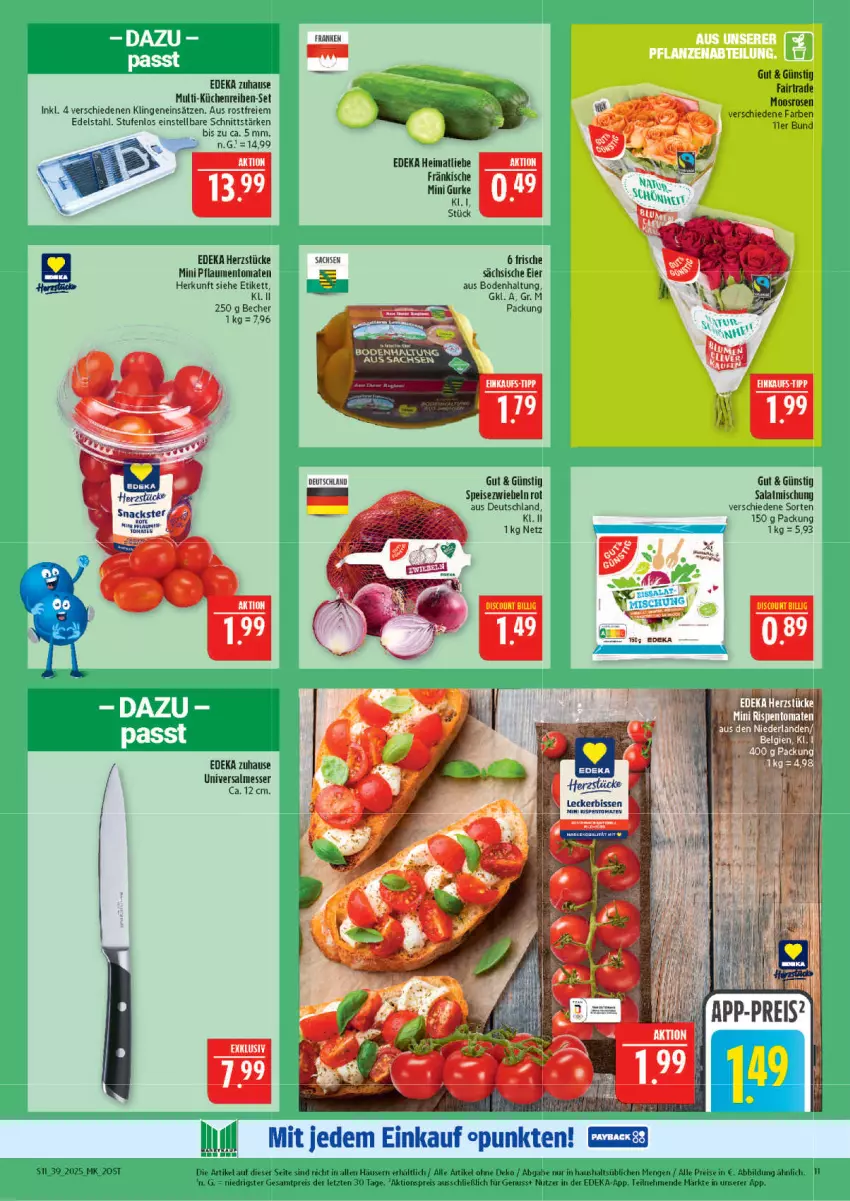 Aktueller Prospekt Marktkauf - Prospekt - von 21.09 bis 27.09.2025 - strona 11 - produkty: aktionspreis, Becher, deka, discount, edelstahl, eier, eis, gurke, küche, Küchen, Küchenreibe, messer, nuss, pflaume, pflaumen, reis, rosen, sac, salat, snack, snacks, Ti, tomate, tomaten, tuc, ZTE