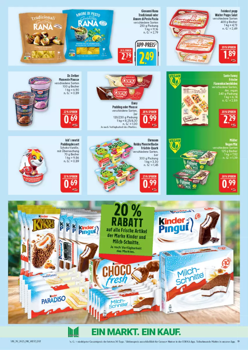 Aktueller Prospekt Marktkauf - Prospekt - von 21.09 bis 27.09.2025 - strona 19 - produkty: aktionspreis, Becher, Dany, deka, dessert, Dr. Oetker, ehrmann, eis, ente, feinkost, früchte, giovanni rana, monster, mousse, nuss, pasta, pesto, Popp, pudding, quark, Rana, reis, salat, schoko, Ti, ZTE