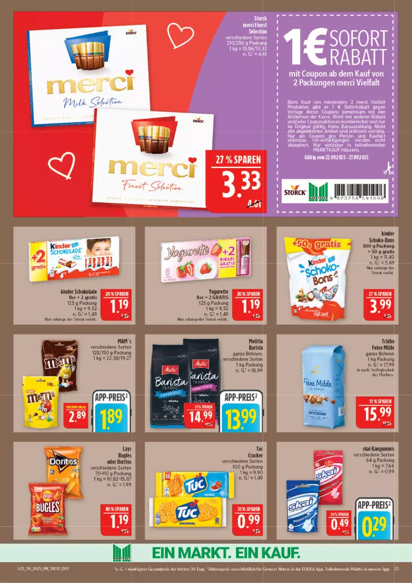 Aktueller Prospekt Marktkauf - Prospekt - von 21.09 bis 27.09.2025 - strona 23 - produkty: aktionspreis, bohne, bohnen, deka, eis, Kinder, kinder schokolade, nuss, reis, schoko, schokolade, Tchibo, Ti, Yo, ZTE