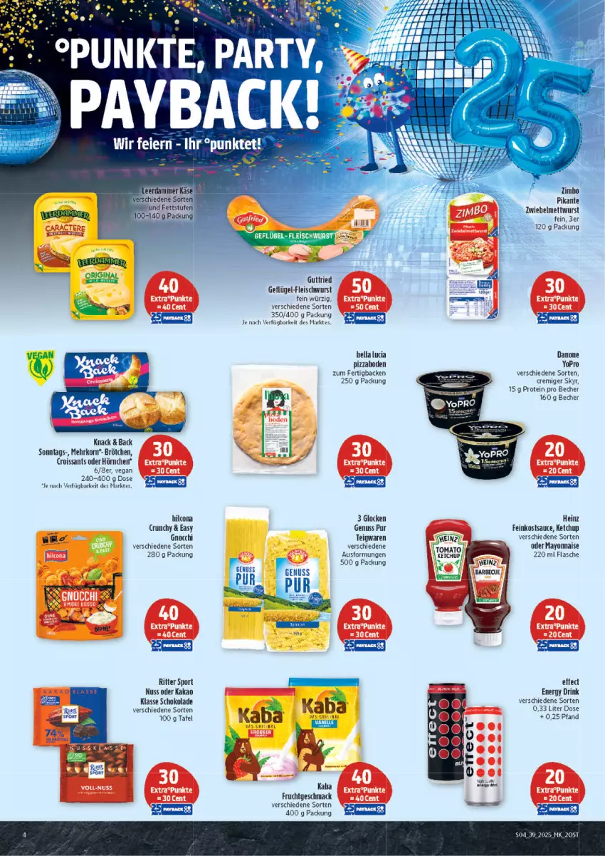 Aktueller Prospekt Marktkauf - Prospekt - von 21.09 bis 27.09.2025 - strona 4 - produkty: Becher, brötchen, Croissant, croissants, danone, drink, Effect, eis, energy drink, feinkost, flasche, fleisch, fleischwurst, frucht, Geflügel, Geflügel-Fleischwurst, gnocchi, gutfried, heinz, hilcona, hörnchen, kakao, korn, mac, mayonnaise, Mett, mettwurst, nuss, pizza, ritter, ritter sport, sauce, schoko, schokolade, Skyr, Sport, teigwaren, Ti, Vase, wurst, Yo, zimbo, zwiebel, zwiebelmettwurst