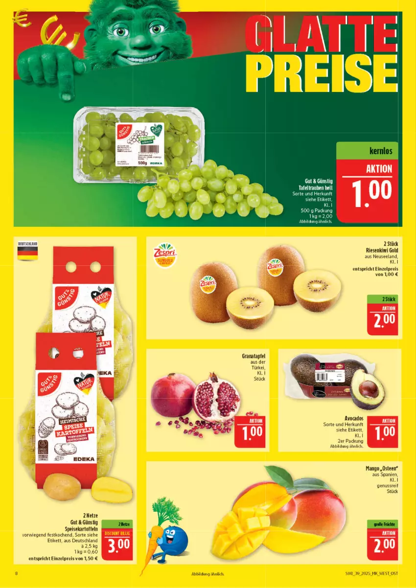 Aktueller Prospekt Marktkauf - Prospekt - von 21.09 bis 27.09.2025 - strona 8 - produkty: apfel, eis, Elan, grana, granatapfel, kartoffel, kartoffeln, kiwi, Kiwi Gold, mango, nuss, Rana, reis, speisekartoffeln, tafeltrauben, tee, Ti, trauben
