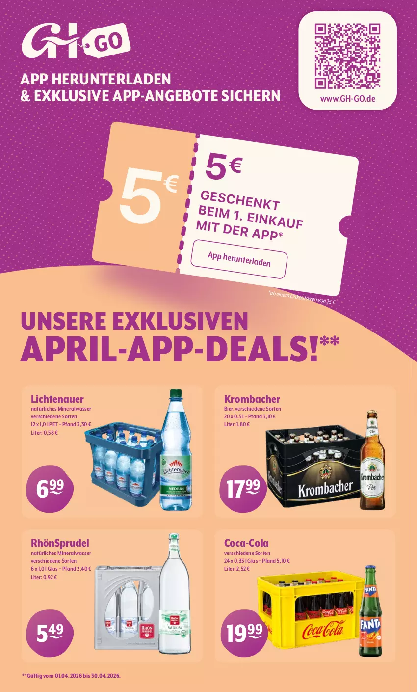 Aktueller Prospekt Getraenke Hoffmann - Prospekte - von 13.04 bis 18.04.2026 - strona 9 - produkty: Alwa, angebot, angebote, auer, bier, coca-cola, cola, krombache, krombacher, lichtenauer, mineralwasser, natürliches mineralwasser, pril, RhönSprudel, Sprudel, Ti, wasser