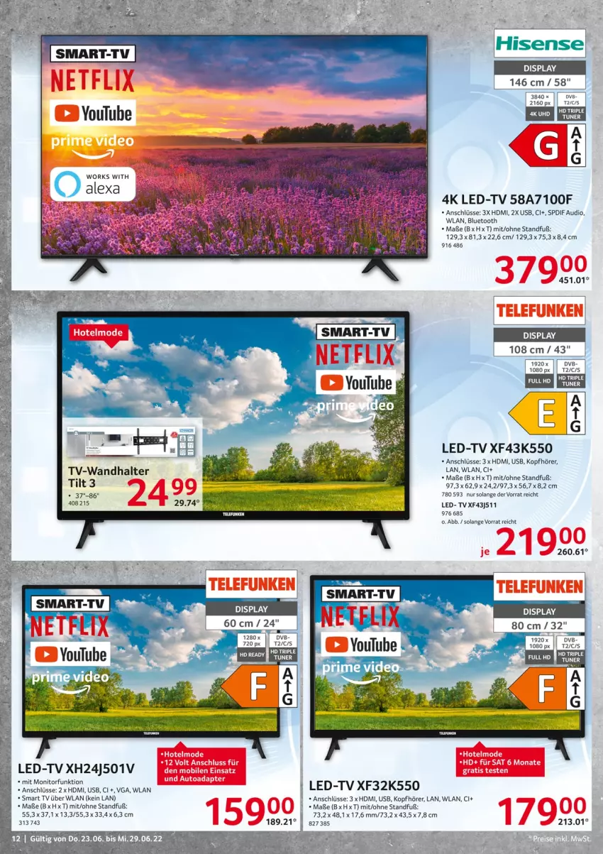 Aktueller Prospekt Selgros - Nonfood - von 23.06 bis 29.06.2022 - strona 12 - produkty: adapter, auto, dvb, HDMI, kopfhörer, Mode, monitor, netflix, smart tv, telefunken, Ti, usb, Yo