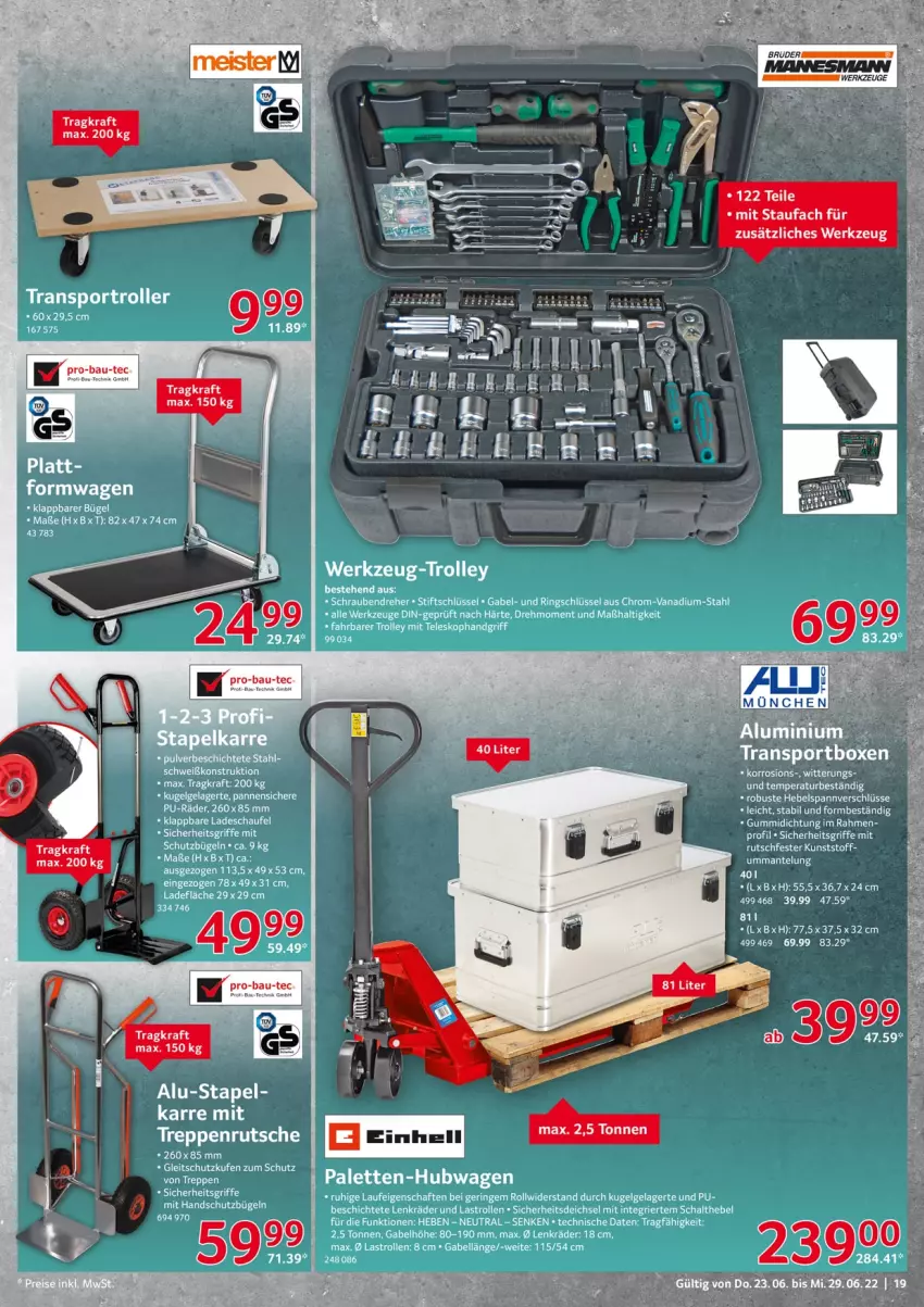 Aktueller Prospekt Selgros - Nonfood - von 23.06 bis 29.06.2022 - strona 19 - produkty: bügel, Feigen, gabel, Kugel, LG, Mantel, Palette, ring, Roller, Schal, schrauben, Schraubendreher, Sport, tee, Teleskop, Ti, trolley, werkzeug, werkzeuge