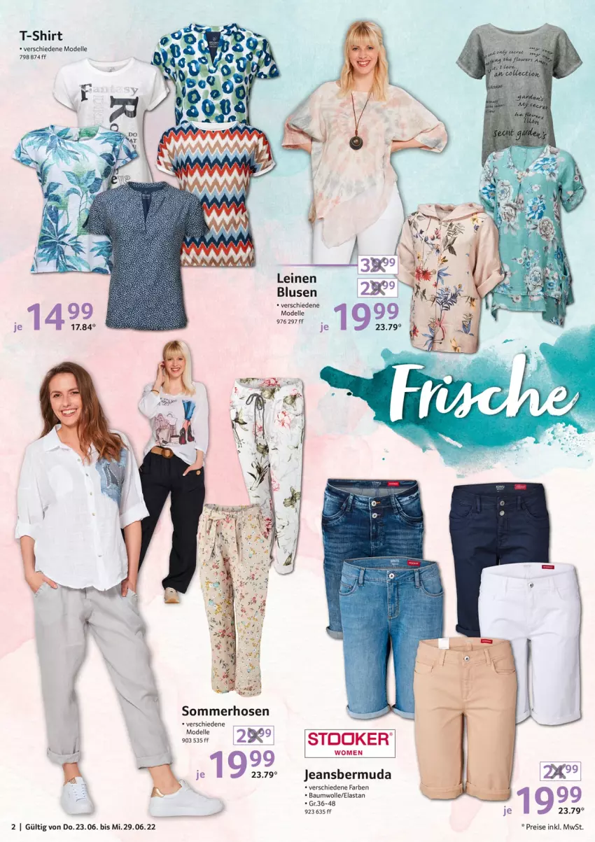 Aktueller Prospekt Selgros - Nonfood - von 23.06 bis 29.06.2022 - strona 2 - produkty: Bau, baumwolle, bermuda, bluse, dell, eis, elle, hose, hosen, jeans, leine, Mode, reis, shirt, T-Shirt, Ti, wolle