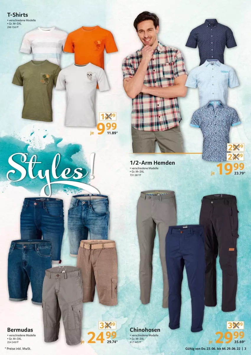 Aktueller Prospekt Selgros - Nonfood - von 23.06 bis 29.06.2022 - strona 3 - produkty: bermuda, bermudas, dell, eis, elle, hemd, hemden, hose, hosen, Mode, reis, shirt, shirts, T-Shirt, Ti