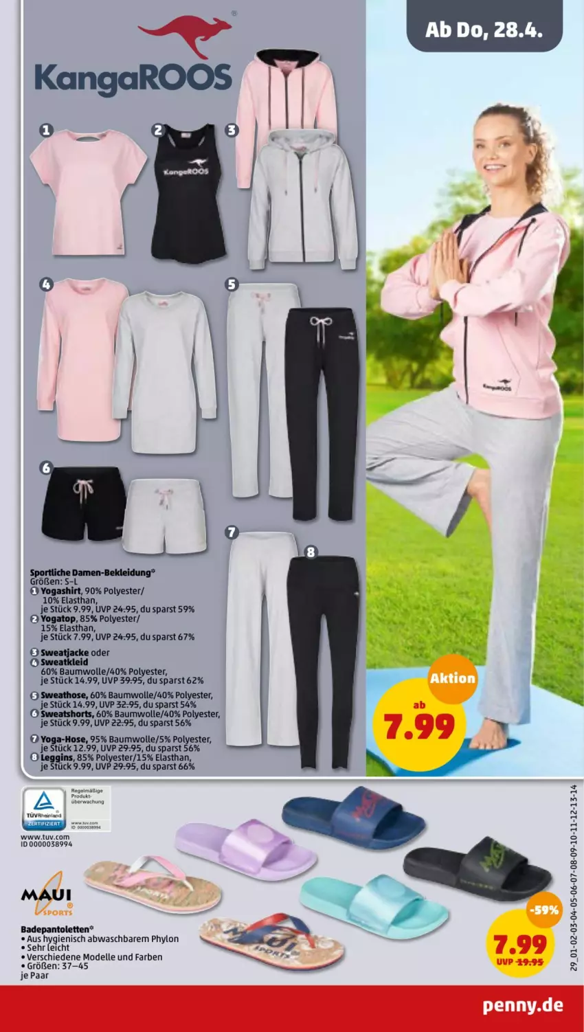 Aktueller Prospekt Penny - Prospekte - von 25.04 bis 30.04.2022 - strona 29 - produkty: Bad, Bau, baumwolle, dell, elle, hose, Hylo, kleid, Kleidung, Mode, pantolette, pantoletten, shirt, shorts, Sport, Sweathose, sweatshorts, wolle, Yo