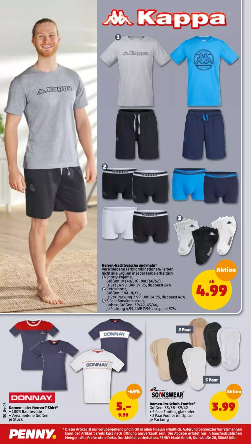 Aktueller Prospekt Penny - Prospekte - von 25.04 bis 30.04.2022 - strona 30 - produkty: Bau, baumwolle, eis, herren-t-shirt, LG, Pyjama, reis, retroshorts, shirt, shorts, shorty, shorty-pyjama, sneaker, sneakersocken, socken, T-Shirt, Ti, wolle, ZTE