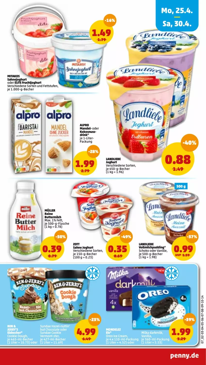 Aktueller Prospekt Penny - Prospekte - von 25.04 bis 30.04.2022 - strona 7 - produkty: alpro, Becher, butter, flasche, frucht, fruchtjoghurt, HP, joghur, joghurt, kokos, kokosnuss, landliebe, mandel, milch, nuss, pudding, sahne, sahne joghurt, Sahnejoghurt, schoko, tuc, vanille, vollmilch, zott