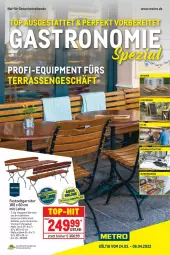 Gazetka promocyjna Metro - Gastronomie Spezial - Gazetka - ważna od 06.04 do 06.04.2022 - strona 1 - produkty: Bank, eis, garnitur, Holz, küche, Küchen, lack, LG, Metro, reis, Spezi, Ti, tisch, top-hit, Zelt