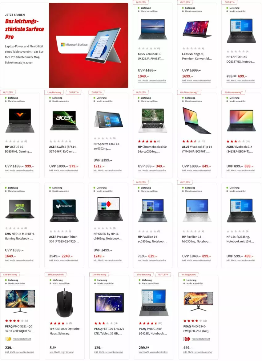 Aktueller Prospekt Media Markt - Prospekte - von 20.04 bis 27.04.2022 - strona 9 - produkty: acer, asus, gaming notebook, HP, Laptop, lenovo, lion, Maus, ndk, notebook, Surf, tablet, Tablets, Ti, tisch, versandkostenfrei, VivoBook, wok, Yo